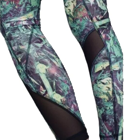 Lululemon Leggings Size 8 Inspire Multi Color Black Mesh Inseam 25" - Picture 2 of 10